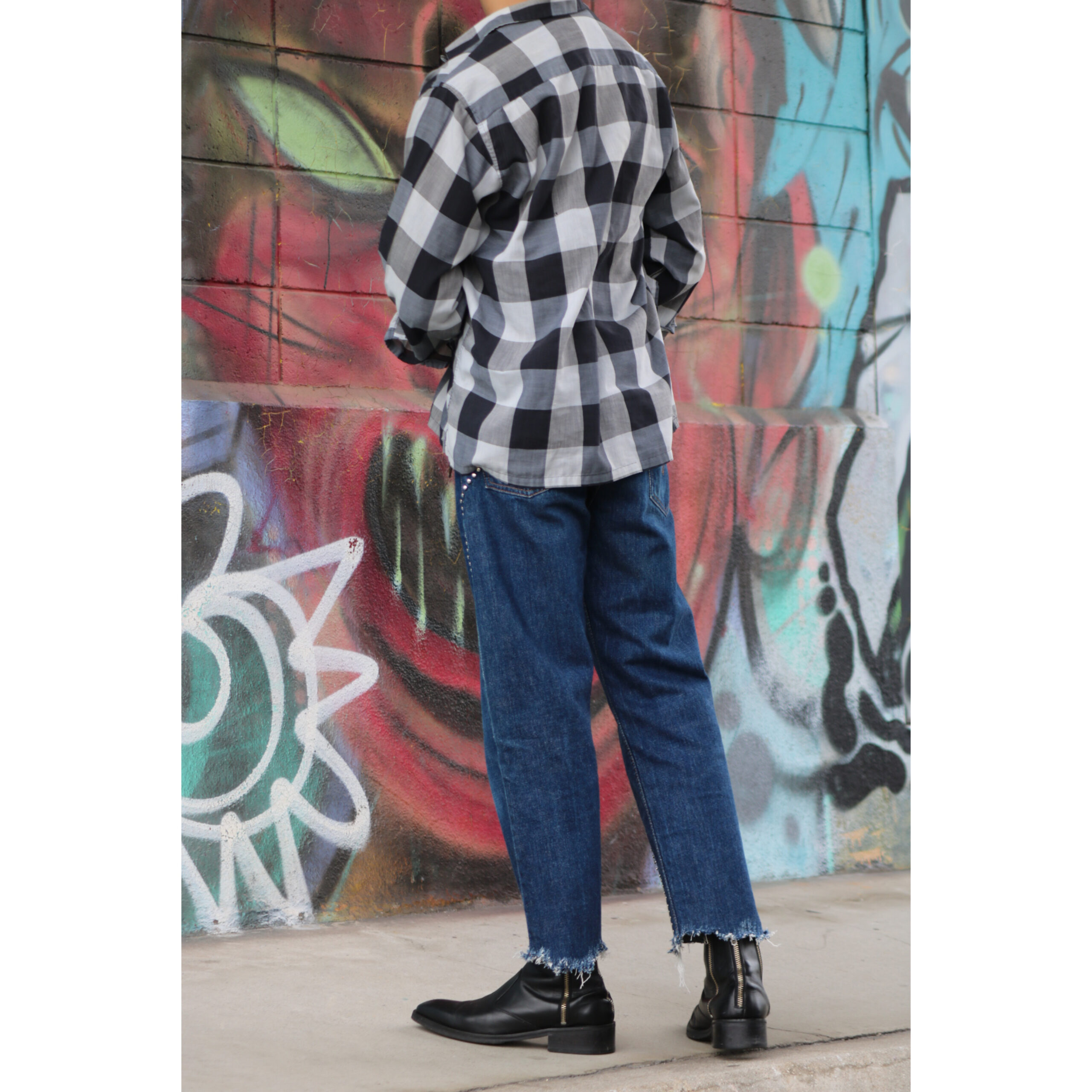 90's [Levi's 603-0217] Cropped crush jeans 「Studs custom」 | azanau